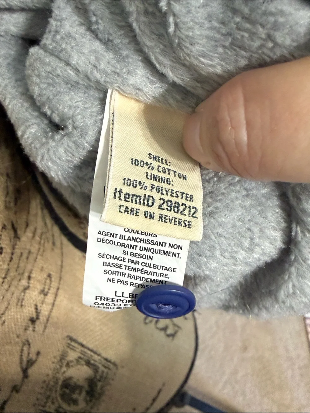 L.L. Bean Blue Plaid Hooded Flannel Shirt Jacket - Women’s Petite Large